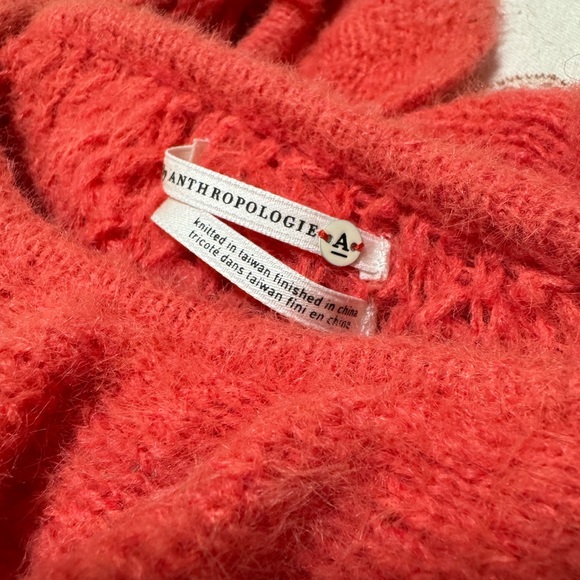 NWOT Anthropologie hot pink off the shoulder ruffled sweater - Picture 7 of 7